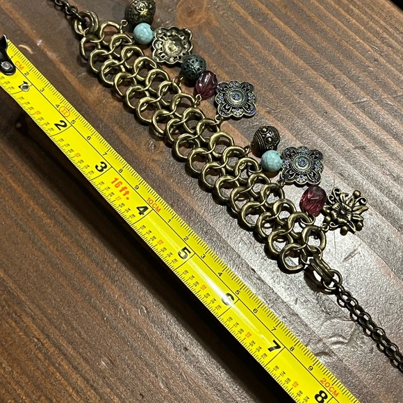 Premier Design Necklace/ bracelet/earrings -gold tone with stones and charms. - Picture 7 of 15